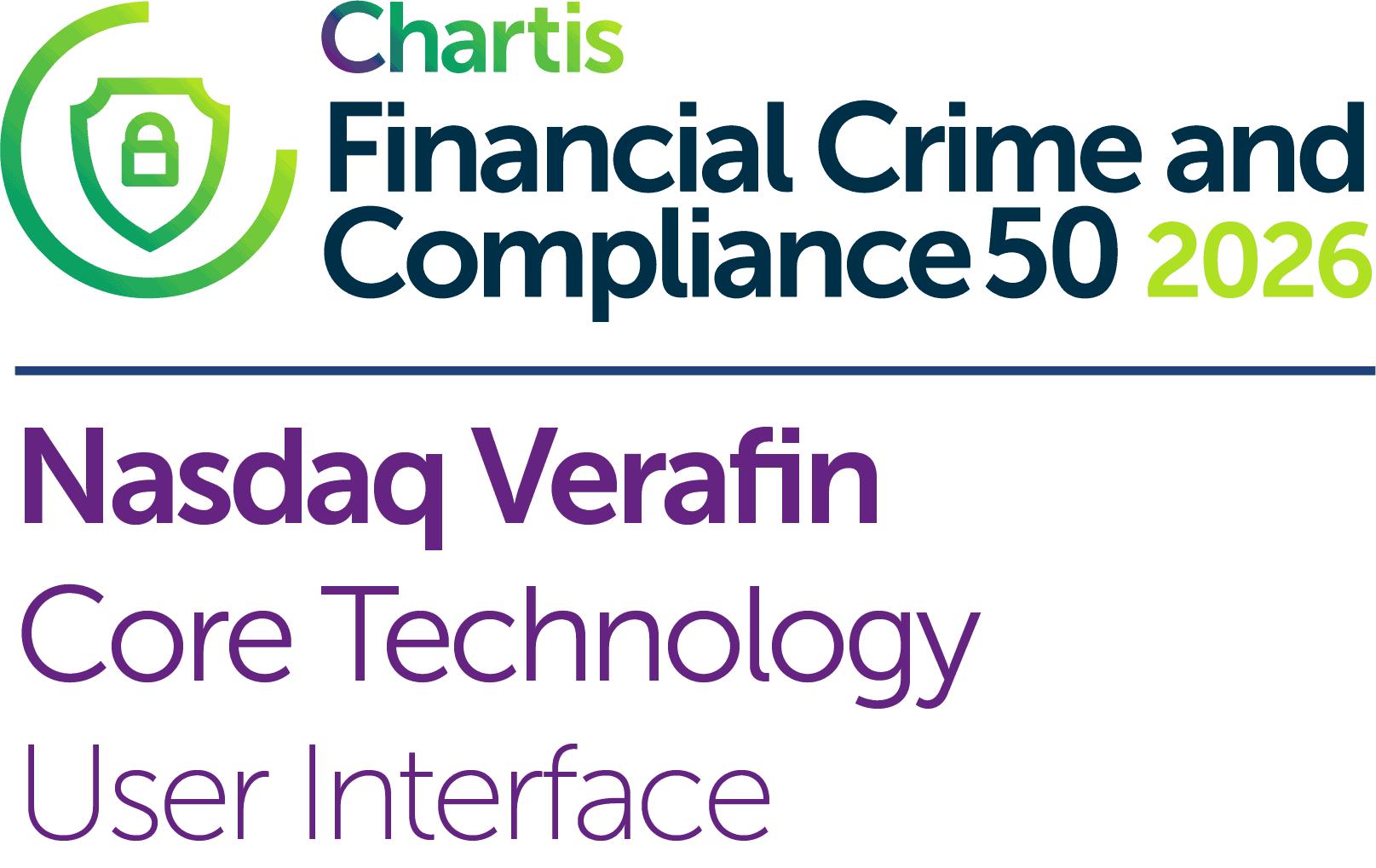 Chartis Financial Crime and Compliance 2026 award winner for Core Technology, User Interface.