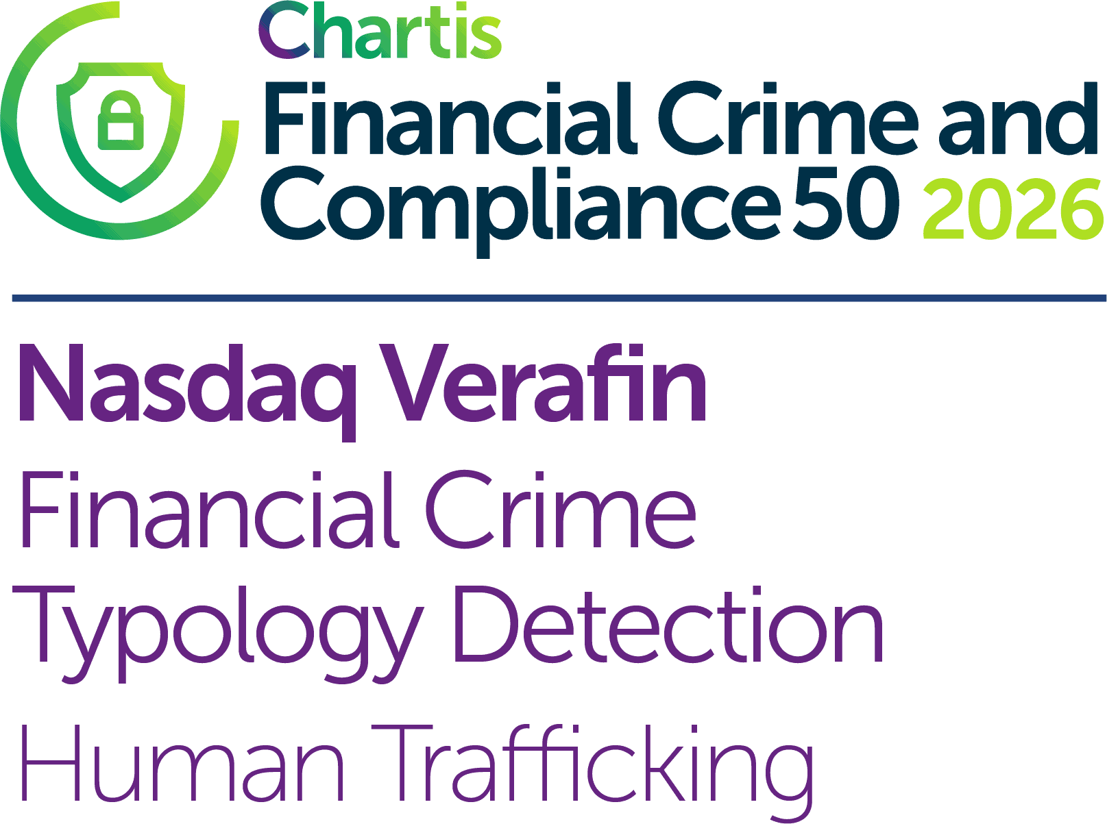 Chartis Financial Crime and Compliance 2026 award winner for Financial Crime Typology Detection, Human Trafficking.