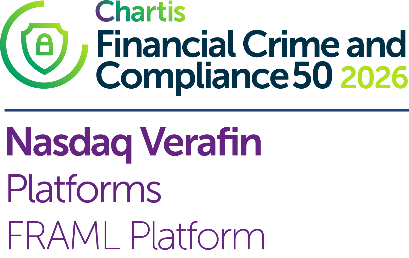 Chartis Financial Crime and Compliance 2026 award winner for Platforms, FRAML Platform.