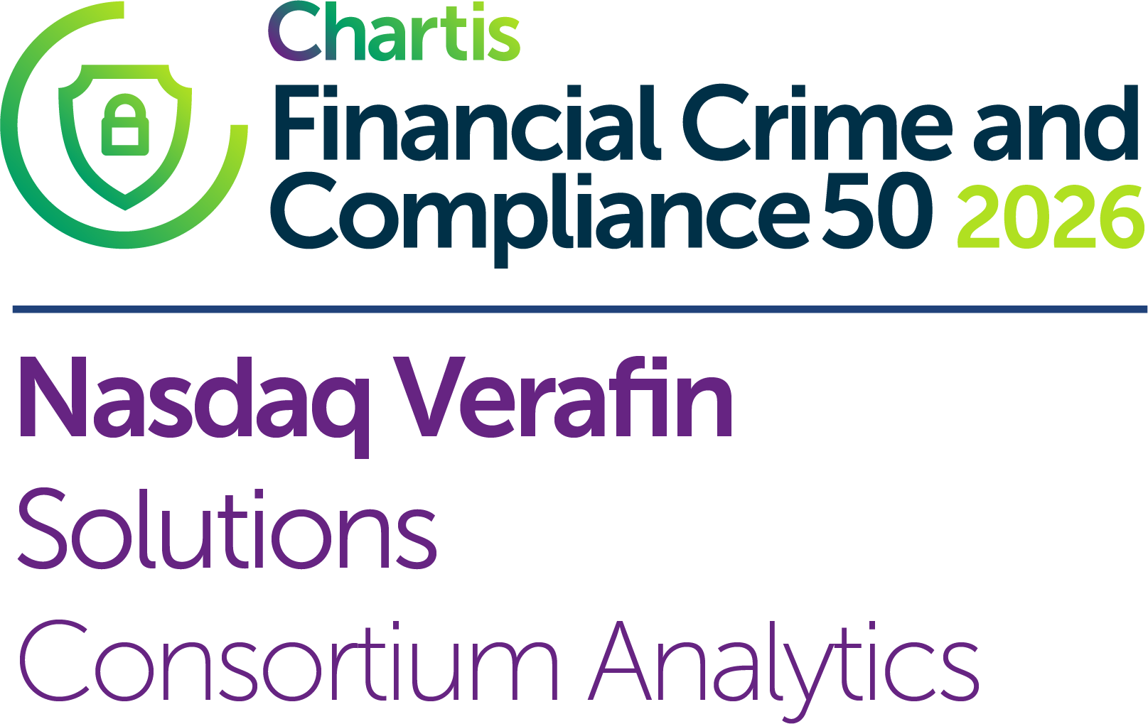 Chartis Financial Crime and Compliance 2026 award winner for Solutions, Consortium Analysis.